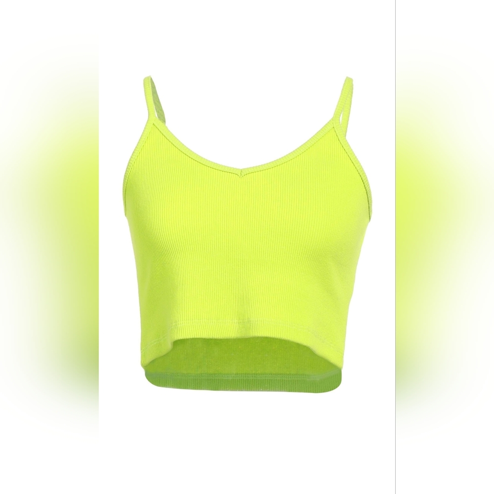 Dixie Green Ribbed Crop Tank Top with Spaghetti Straps